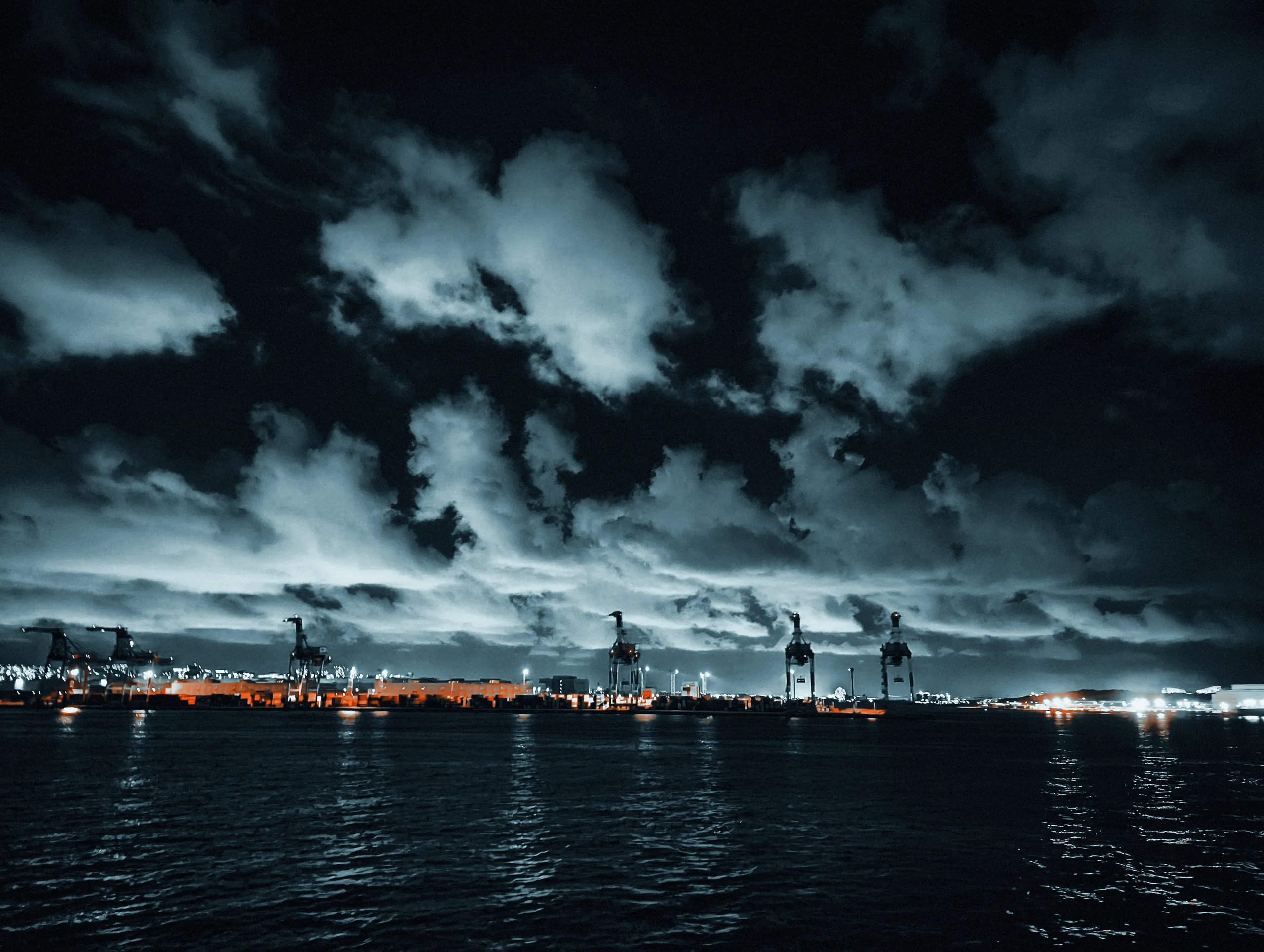 Container cranes in Tokyo Bay