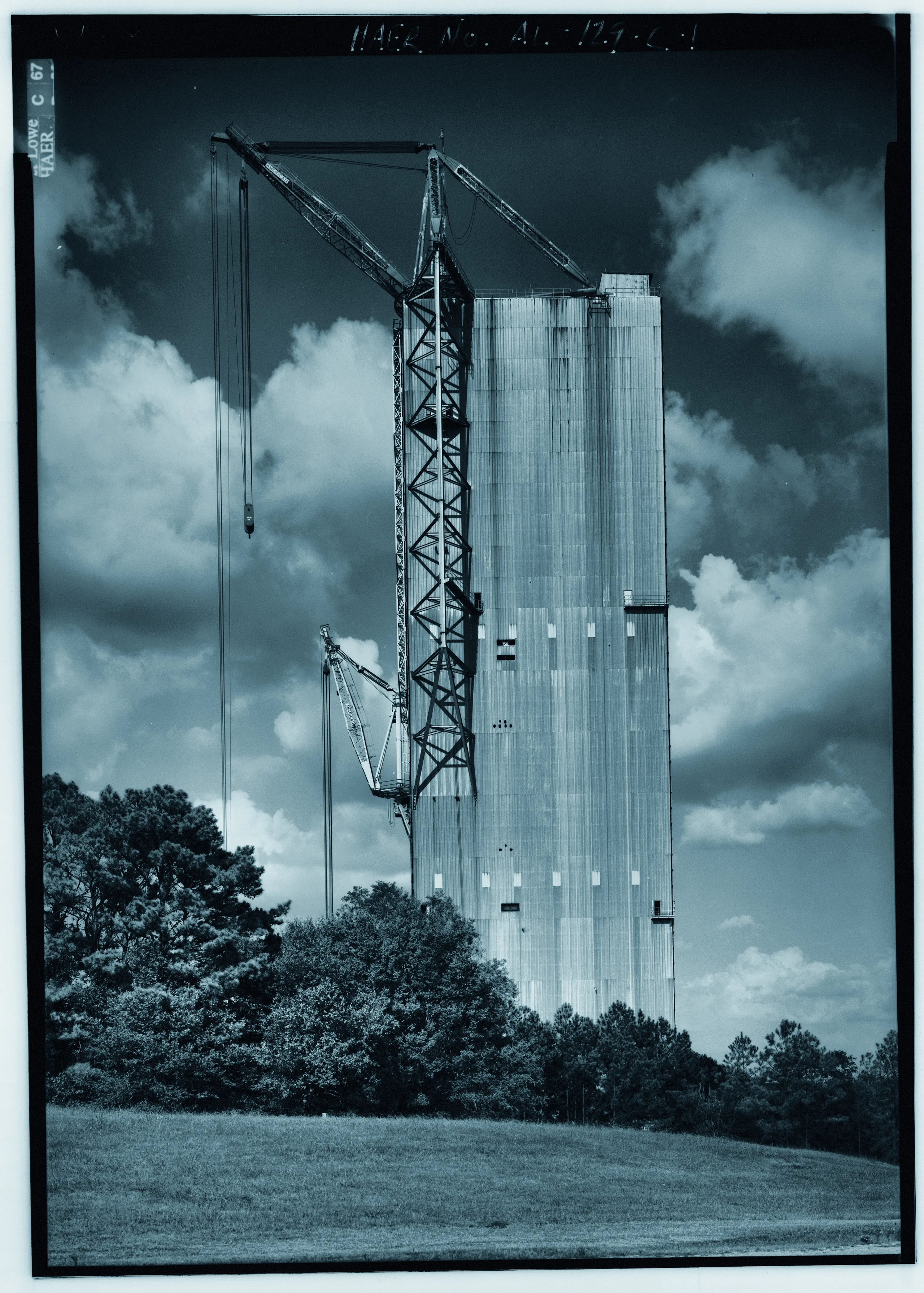 View looking northeast at the south elevation of the saturn v structural test facility