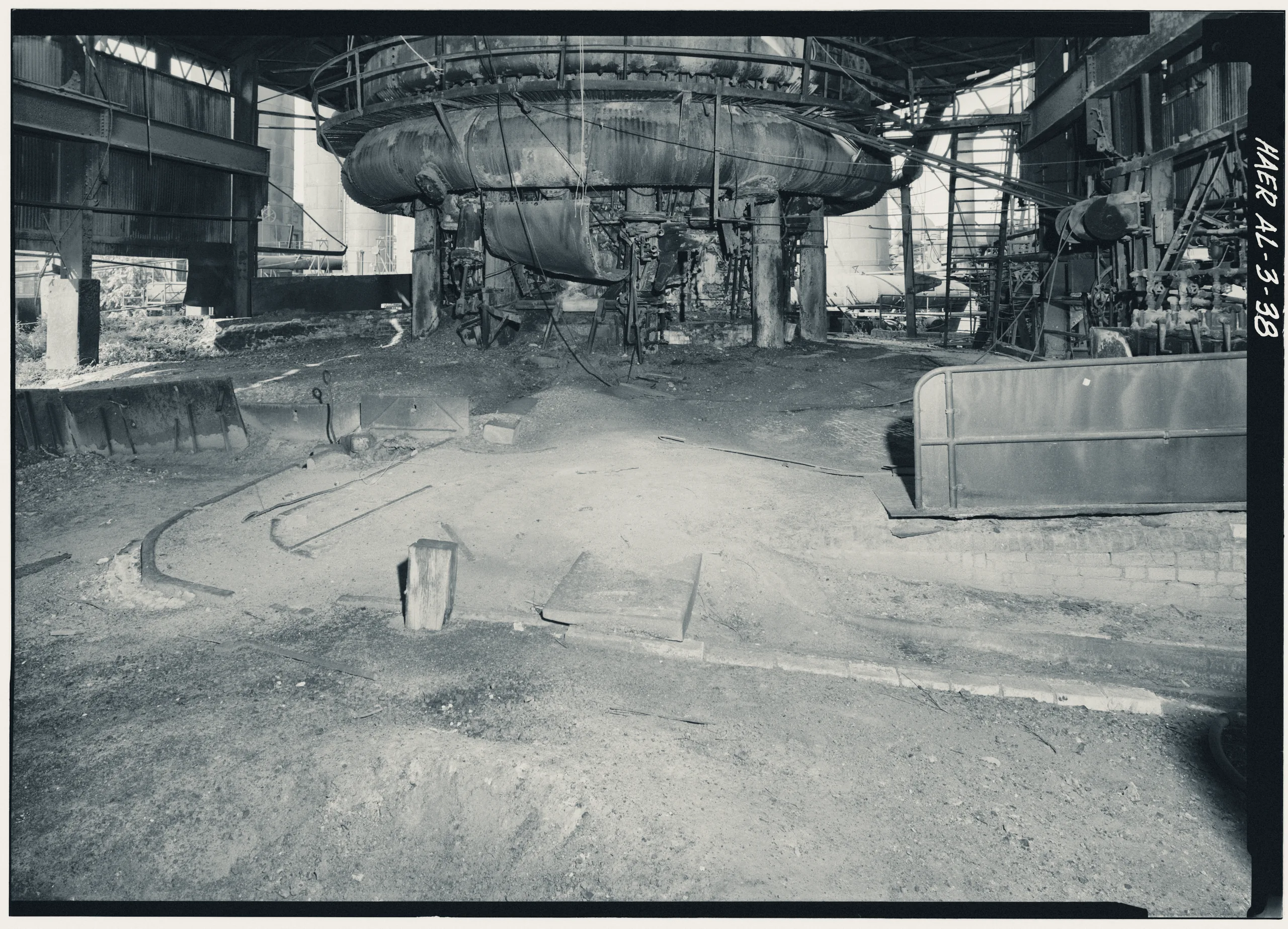 Base of No. 2 Furnace showing iron runner to ladle car on floor of casting shed