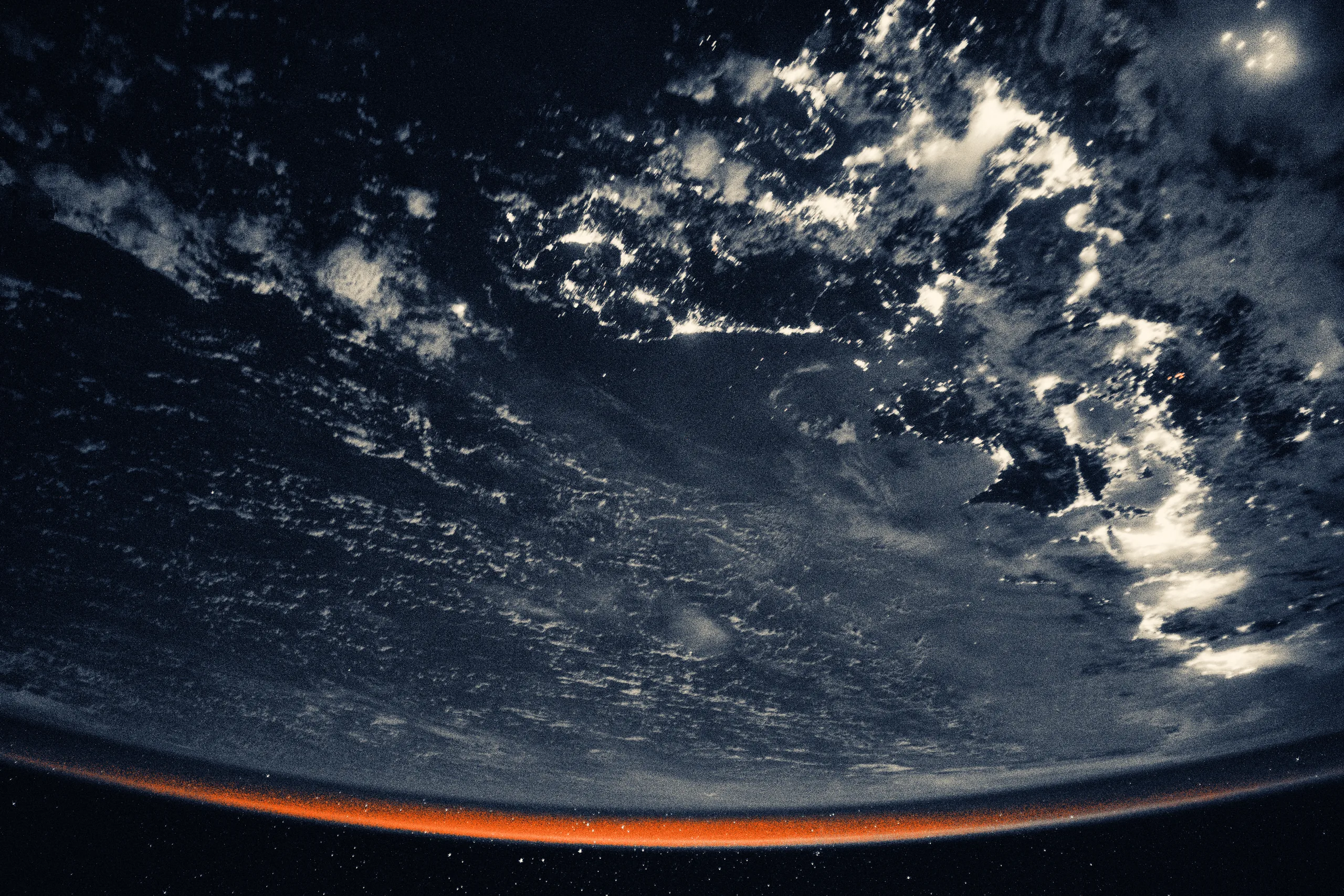 City lights outline southern Japan from Fukuoka to Tokyo