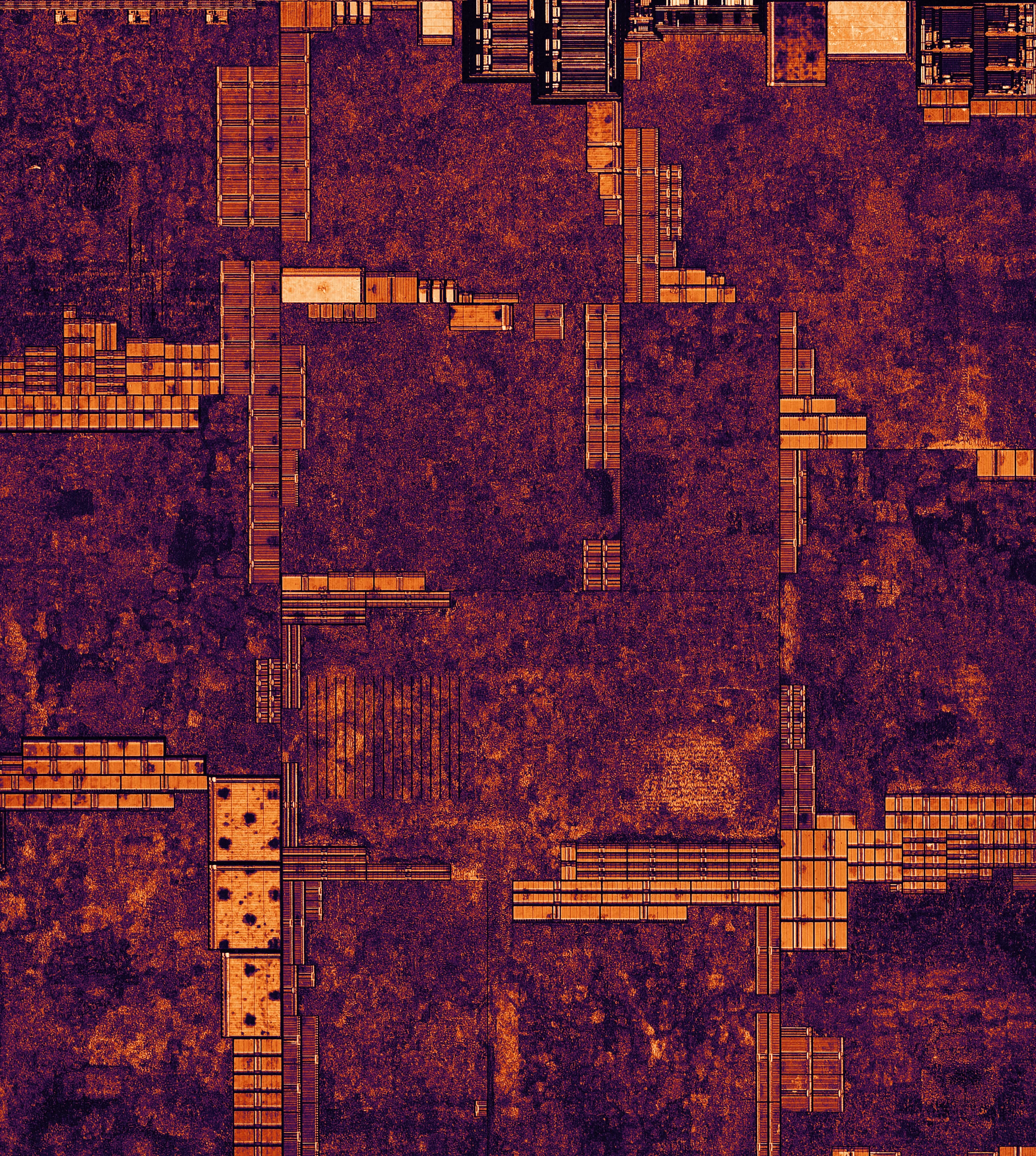 A graphics-processor die, photographed under a microscope