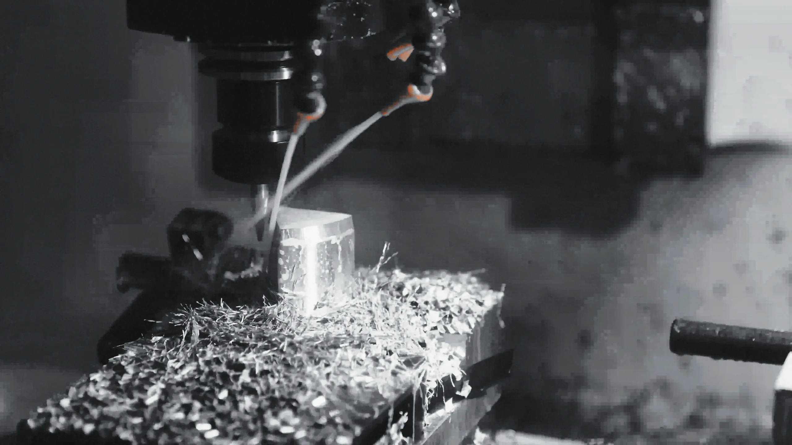 Coolant on the cutter — NASA machine shop
