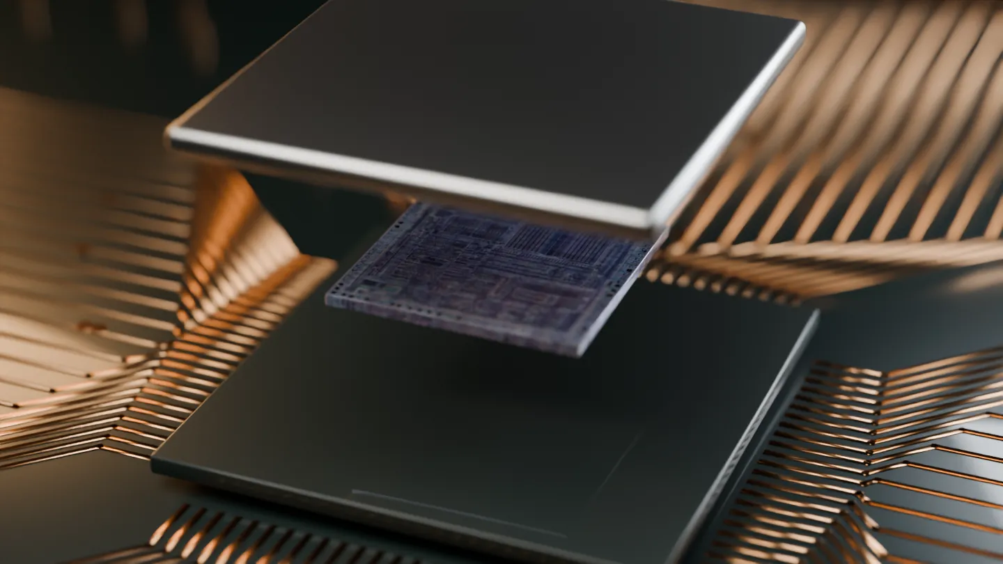 Package, die and solder balls apart — original render