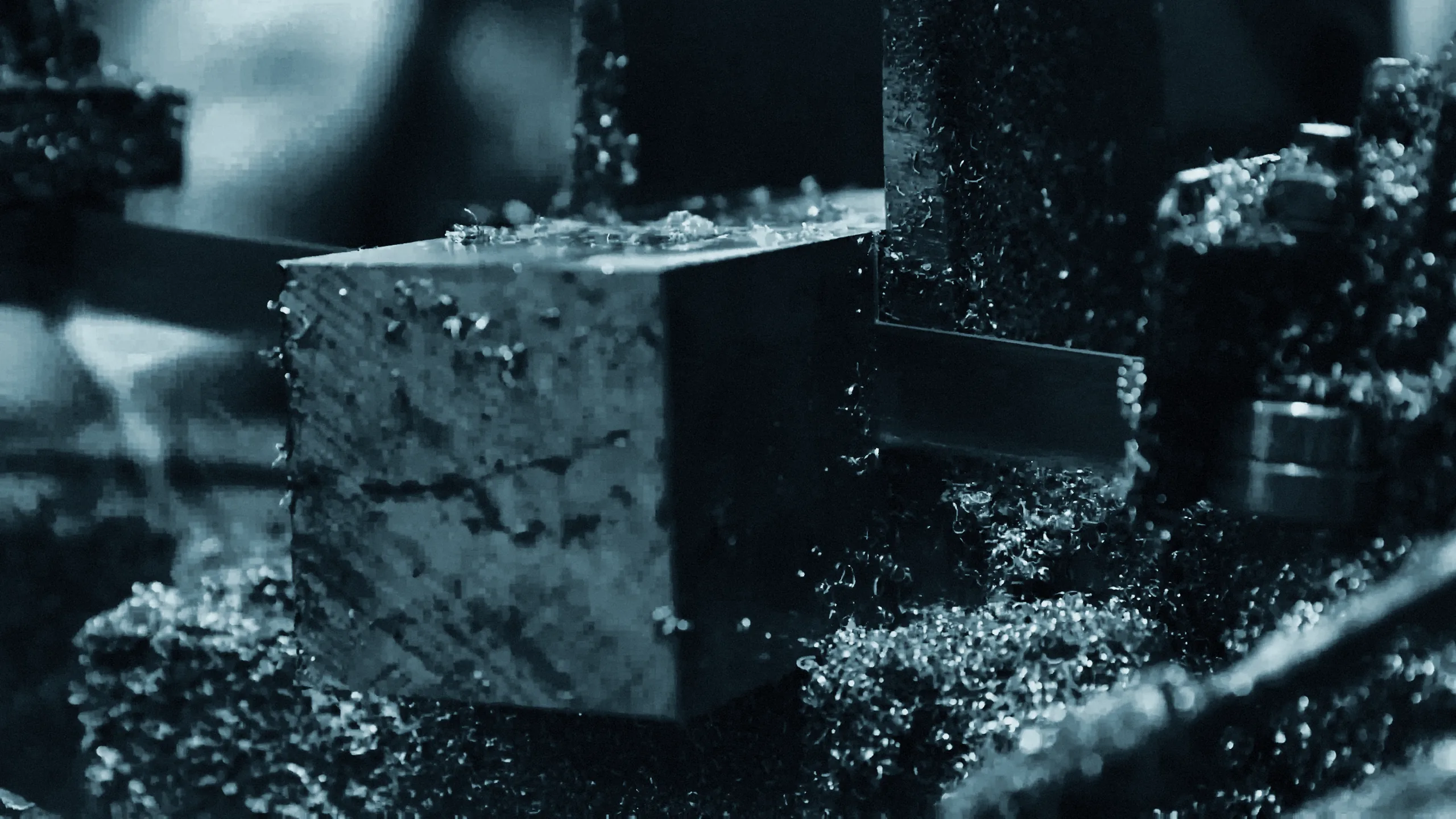 An aluminium block being milled — NASA machine shop