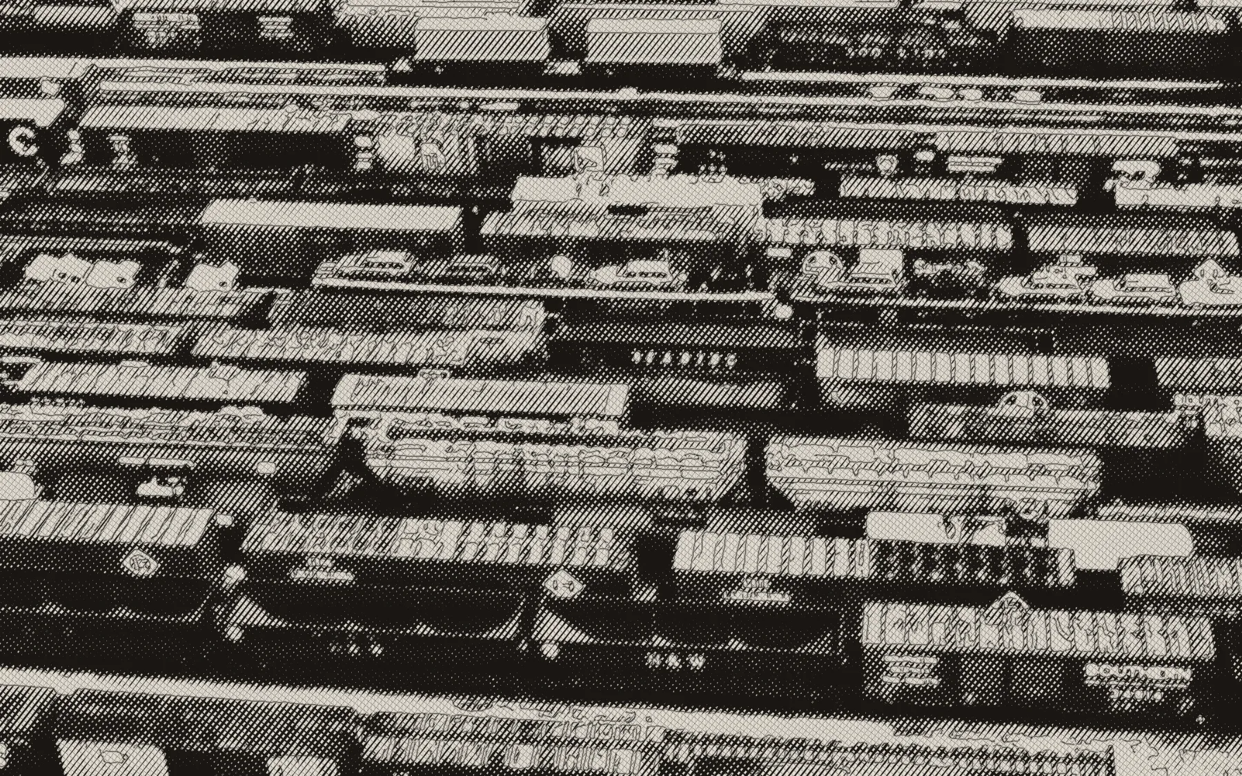 Freight cars — engraving after a photograph — Digital Public Library of America (public domain)
