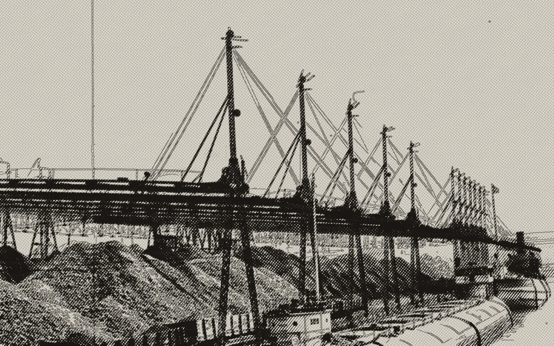 An ore dock, early 1900s — engraving after a photograph — Historic American Engineering Record, Library of Congress