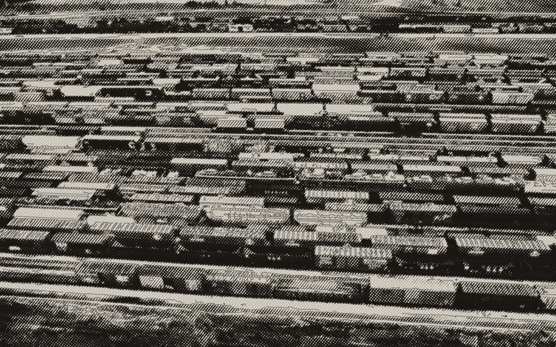 A freight yard, from the air — engraving after a photograph — Digital Public Library of America (public domain)